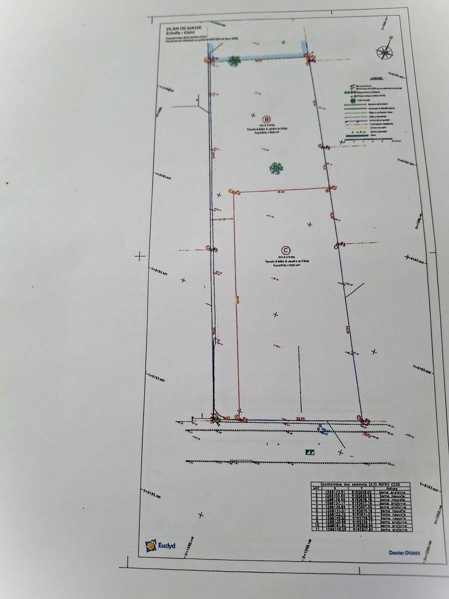 A VENDRE TERRAIN CONSTRUCTIBLE 1000m² - BELLEVILLE SUR MER - PETIT CAUX